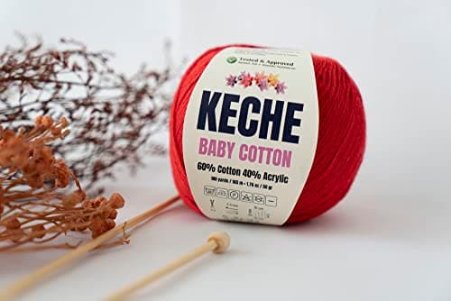 Keche Baby Cotton, 60% Cotton 40% Acrylic Yarn, Soft Cotton Yarn for Crochet and Knitting, Amigurumi Yarn 1 Skein/Ball 1.76 Oz (50g) / 180 Yrds (165m) - Cappuccino — view 5