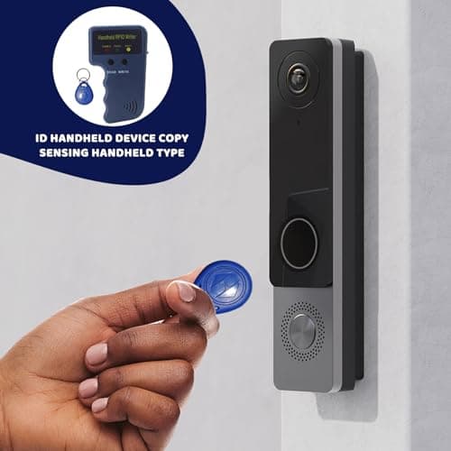 RFID Reader Writer Set 125KHz Proximity ID Duplicator Handheld RFID Writer with 5 Writable Key Fobs, Not Include Battery, Reader Duplicator