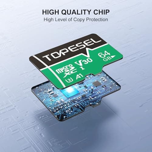 TOPESEL 64GB Micro SD Card with Adapter, High Speed TF Card, Memory Card microSDXC for Camera, Smartphone, Tablet, Dash Cam, Drone, UHS-I, U3, A1, 4K UHD, V30 — view 5