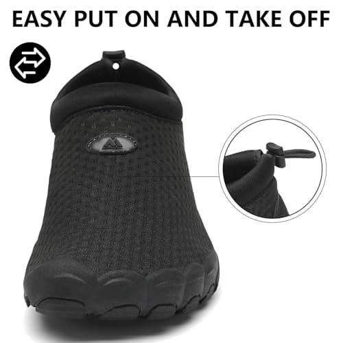 Mishansha Womens Mens Water Shoes Wide Toe Box Swim Beach Barefoot Shoes Quick Dry Non Slip Lividity Black 13.5 Women/11.5 Men — view 4