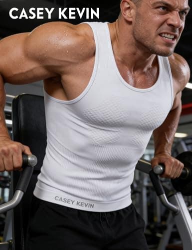 Casey Kevin Men's Firm Compression Tank Top 4 Pack Tummy Control Shirt