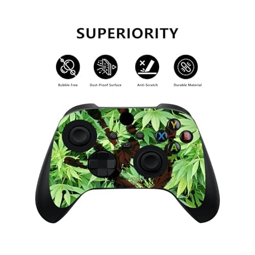 PlayVital Blood Handprint Weeds Custom Vinyl Skins for Xbox Series X, Wrap Decal Cover Stickers for Xbox Series X Console Controller