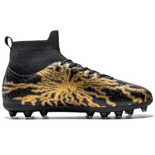 HRJR Kids Soccer Cleats Boys Turf Athletic Outdoor Football Shoes Black 4 — view 2