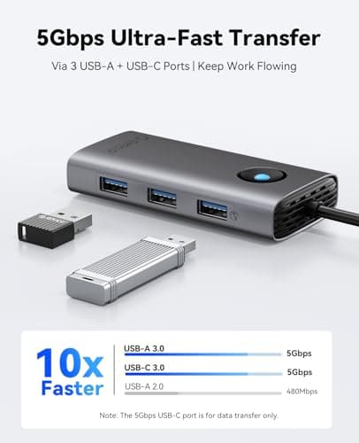 ORICO USB C Docking Station, 6-in-1 Laptop Docking Station with HDMI 4K@30Hz, 100W PD, USB-A&C 3.0, USB C Dock Compatible with MackBook/Dell XPS/HP/Surface — view 2