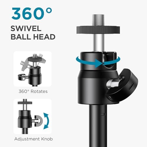 InnoGear Webcam Tripod, Extendable Webcam Stand for Desk Camera Stand Mount with Phone Holder for Webcam C922 C930e C920S C920 C615 C960 C920x BRIO 4K NexiGo N60, Right Light, GoPro with 1/4" Thread — view 3
