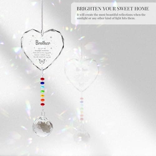 Sympathy Gifts for Loss of Loved One, Crystal Sun Catcher Rainbow Maker, Condolence Memorial for Loss of Mom Dad Dog (Brother -Type B)