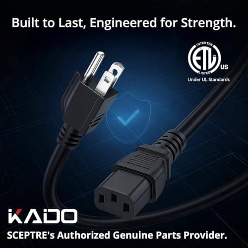 Kado 3 Prong AC Power Cable 1.5m, 5 Feet 125 Volts 10 Amps Power Cord — view 2