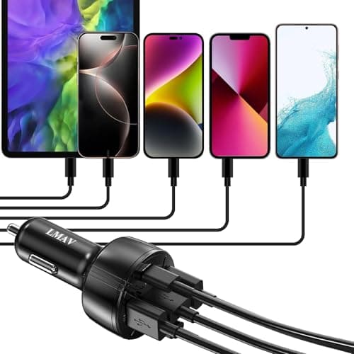 USB C Car Charger Adapter, 5 Ports 75W PD 3.0 Car Phone Charger Fast Charging Compatible with iPhone 16/15/14/13 Pro Max Series, iPad Pro, Galaxy S24/S23/S22/Note 20, Android, Pixel. — view 2