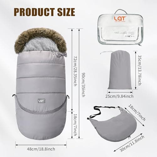 LAT Baby Warm Bunting Bag Universal,Extended and Removable,Stroller Sleeping Bag Cold Weather,Waterproof Toddler Footmuff(Oval,Gray)