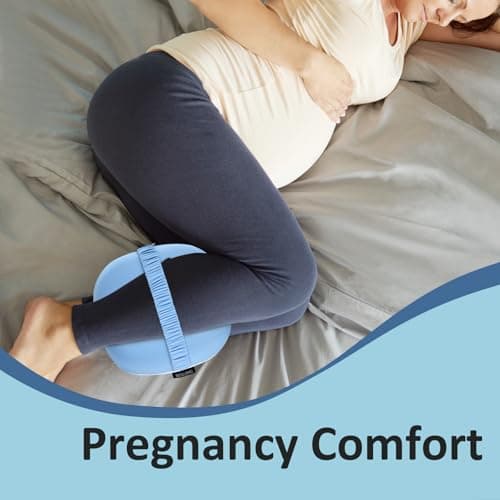 beslovo Side Sleeper Knee Pillow, Memory Foam Leg Pillow, Ergonomic Between Leg Pillow Eases Back Hip Pain, Spine Alignment Sciatica Relief, Knee Pillow with Ice Silk Cover and Elastic Strap (Blue) — view 4