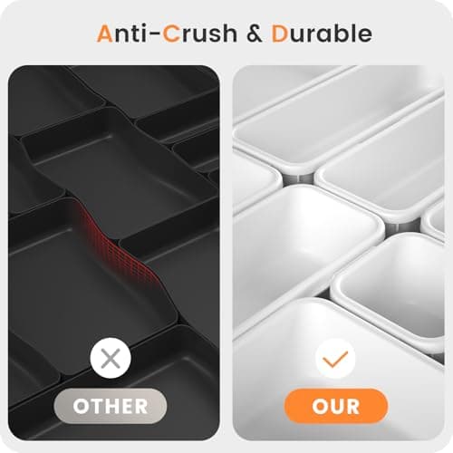 【Military Grade】A-LuGei Drawer Organizer,【𝟱𝗦𝗶𝘇𝗲】Makeup organizer,【Holds 177 Items】Bathroom Organizers and Storage,Organization and Storage,Desk Drawer Organizer for Vanity【White】 — view 5
