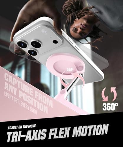 GolbinBox Magnetic Gym Phone Holder for MagSafe, All Metal Dual-Magnet Mount for iPhone and Android, 360° Adjustable Tri-Axis, Gym Essentials for Bodybuilder Men Women Recording Fitness Exercise, Pink — view 2