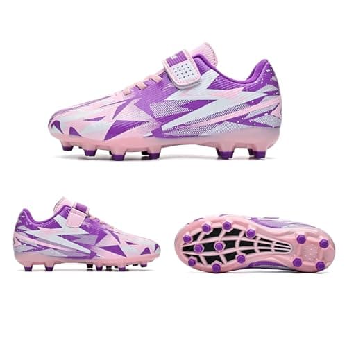 Irtaru Boys Girls Soccer Cleats Kids Soccer Shoes for Little/Big Kid Outdoor Indoor Firm Trainning Ground Athletic 10 Toddler Pink — view 5