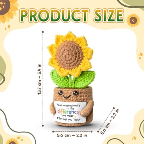 SOL VIBES Goodbye Gift for Coworkers Leaving, Sunflower Crochet Appreciation Keepsake, Farewell Retirement Going Away Present for Women, New Job Gifts for Boss Friend, Office Desk Decor