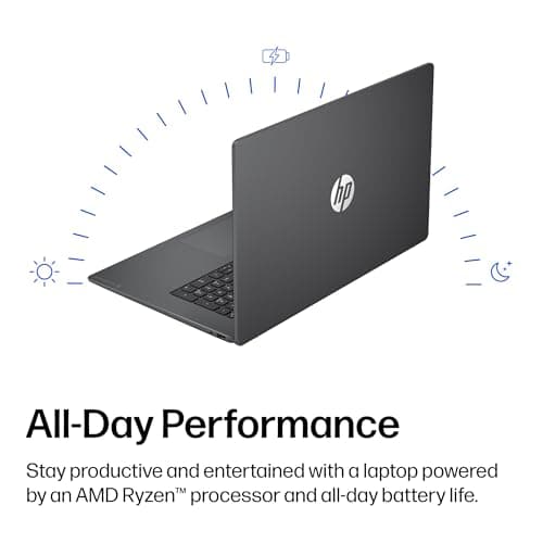 HP OmniBook 3 17.3 inch Laptop PC, FHD Display, AMD Ryzen 3 30, 8 GB RAM, 512 GB SSD, AMD Radeon 610M Graphics, Windows 11 Home, Mica Silver, 17-dp0199nr — view 3