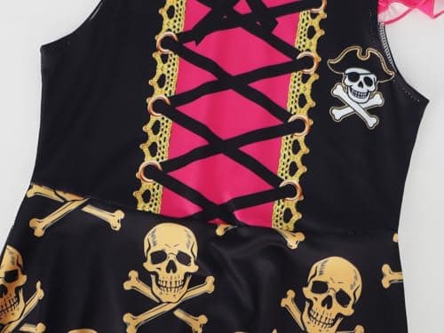 Sukyfecde Pirate Costume Kids Girls Pirate Dress up Toddler Cruise Pirates Outfits Birthday Party Dresses Halloween Cosplay Clothes Size 5-6 Years (Rose) — view 4