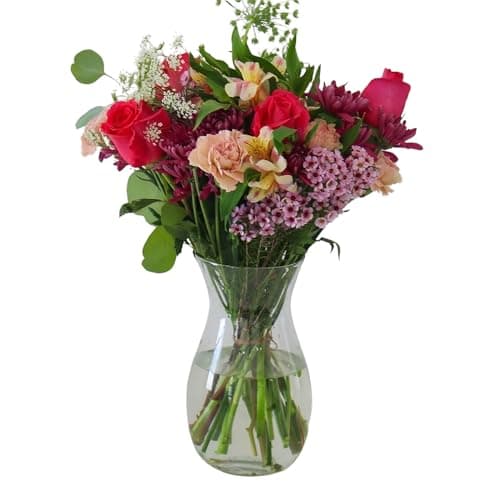 Callia Flowers - Bright & Cheerful Fresh Flower Bouquet - (Deluxe) Hand-Tied Fresh Cut with Vase, Fresh Flowers Delivery for Birthday, Sympathy - Floral Arrangements with Local Delivery