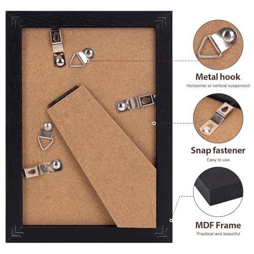 Fixwal 4x6 Picture Frames Set of 5 with Black Grain and HD Real Glass Cover, Vintage Photo Frames for Wall Decor Mounting and Tabletop Display — view 4