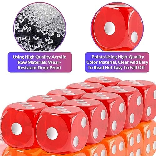 Rerdeim 110 Pieces Dice Set, Colored Game Bulk Dices, Colorful Dices, 6 Sided Dice for Classroom Teaching, Board Game, Playing, Rolling, Small Six Sided 11 Color Red, Yellow, Blue, Green and More — view 5