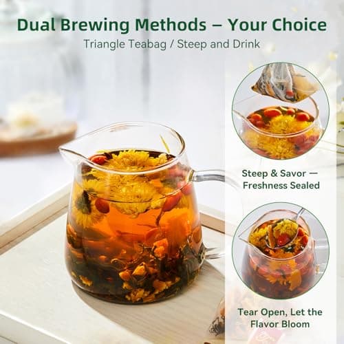 Dandelion Wolfberry Tea - Liver & Kidney Detox Herbal Tea, Summer Cleanse with Chrysanthemum, Wolfberry, Organic Dandelion Root, Cassia Seed, Licorice Chinese Herbal Tea Bag — view 3