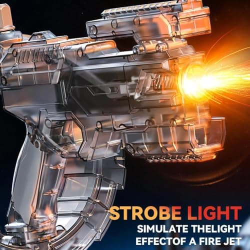 Electric Water Gun, Automatic Water Blaster with 26FT Arc Range and 22FT Straight Range, Modular Lithium Battery with Flashing Lights, Transparent Gray Plastic Construction