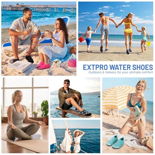Water Shoes for Women Men Barefoot Beach Swim Aqua Socks Summer Wide Slides Sandals Quick Dry Pool River Sea Sock Shoes (Black, US Footwear Size System, Adult, Men, Numeric Range, Medium, 5, 6) — view 5