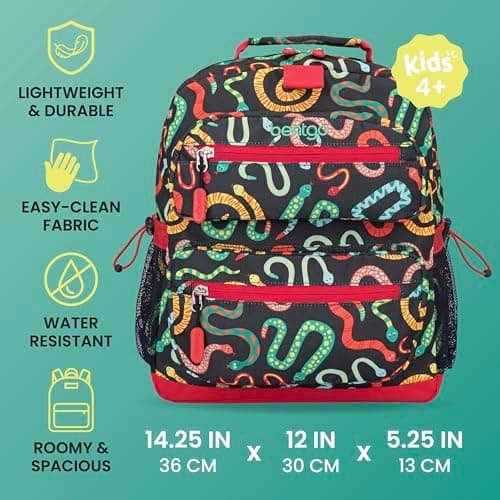 Bentgo Kids Print Backpack - Lightweight 14” Backpack for School, Travel & Daycare, Ideal for Ages 4+, Durable & Water-Resistant, Roomy Interior, & Loop for Lunch Bag (NEW Sssnakes) — view 2