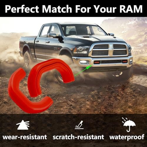Customized Front Tow Hooks Covers for RAM 2500/3500(2019-2026) -Hitch Cover,Protect and Enhance Your Vehicle’s Front End,Red Finish — view 5
