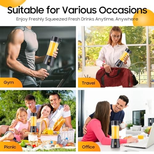 Cordless Mini Blender Make Smoothies & Shakes - Portable Blender with 380ML BPA-Free Travel Cup, USB Rechargeable, Easy to Clean, Suit in Gym/Office — view 3
