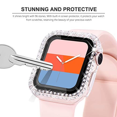 KADES Bling Case for Apple Watch 40mm with Built-in Screen Protector, Sparkling Rhinestone Protective Cover Compatible with Apple Watch Series SE3 SE2 6 5 4 SE (40mm, Clear) — view 2