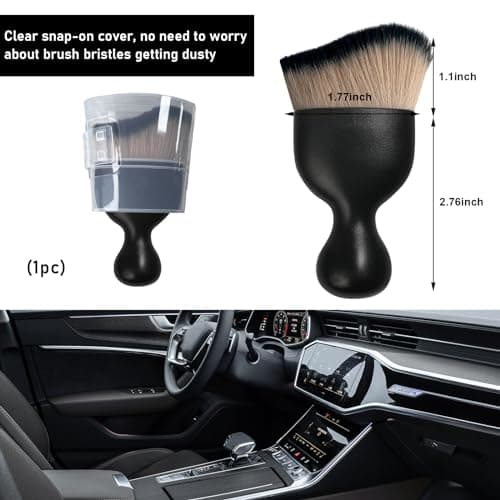 Ziciner Car Detailing Brush, Curved Soft Bristles Auto Removal Dust Collectors, Universal Vehicle Dashboard, Air Conditioner Vents etc Interior Cleaning Tool Accessory (Brown/Black)