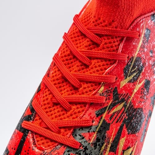 PMKZSES High-Top Soccer Cleats for Outdoor Training Matches Football Shoes Red