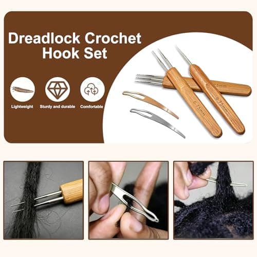 5 Pack Dread Crochet Hooks, 0.75mm Multi Heads Hair Loc Tool — view 4