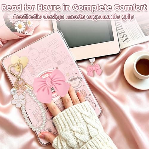 PIGORY Cute Kindle Charms Set with Kindle Pop Socket & Dust Plug Charm Type C. Personalize with Kindle Charm Chain. Essential Kindle Paperwhite Accessories (11th/12th Gen) & Gifts for Book Lovers — view 4