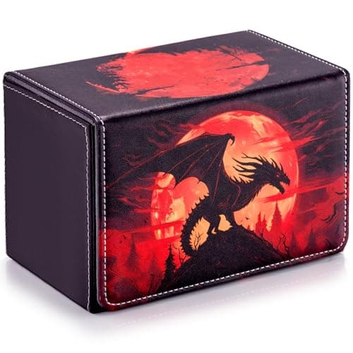 ULTRGEE Card Deck Box compatible with MTG - Holds 220+ Single Sleeved Cards, Trading Card Storage Box fits TCG/PTCG/YGO, Sport Cards Deck Case with 2 Dividers - Bloodmoon Drake
