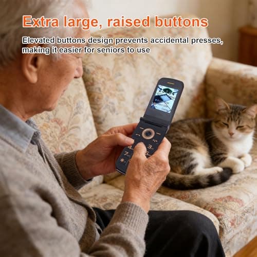 PUSOKEI Flip Cell Phone for Seniors, 4G Unlcoked Flip Phone with 2.4" Screen, HD Camera, Big Buttons, Clear Loud Sound, FM Radio, Dual SIM Slot, 4800mAh Battery (Black)