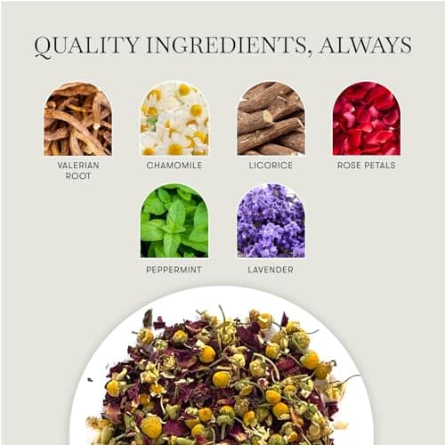 Luxmi Estates Organic Valerian Root, Chamomile, & Lavender Loose Leaf Tea 50g/1.76oz (25 cups) for Sleep | Caffeine Free Wellness Sleep Tea — view 2