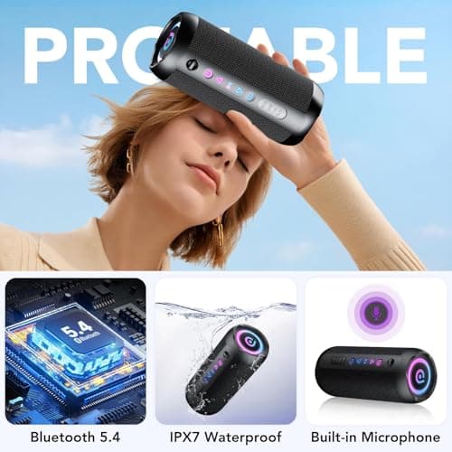 Portable Bluetooth Speaker, Bluetooth 5.4 Speaker, 30W Dual Speaker, 2.0 Channel, Deep Bass, 30H Playtime, Colorful RGB Lights, IPX7 Waterproof, TWS pairing for Outdoor/Home/Party/Travel, Gift Ideas — view 3