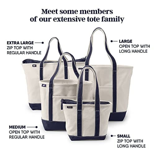 Lands' End Solid Long Handle Zip Top Canvas Tote Denim Blue Medium Long Handle — view 3