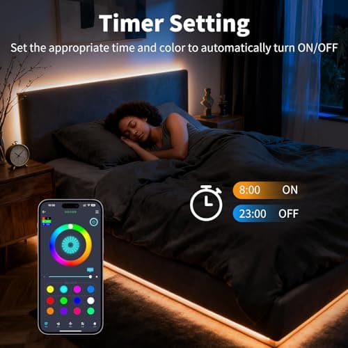 LCTKJTP LED Strip Lights,RGB Music Sync Color Changing Led Lights with Smart App Control Remote & Remote Control,LED Lights for Bedroom,Room Essentials,Sense of Atmosphere Decorations(50FT-1Roll) — view 3