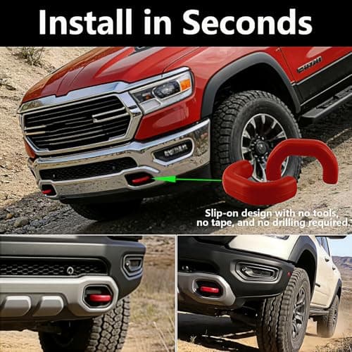 Customized Front Tow Hooks Covers for RAM 2500/3500(2019-2026) -Hitch Cover,Protect and Enhance Your Vehicle’s Front End,Red Finish