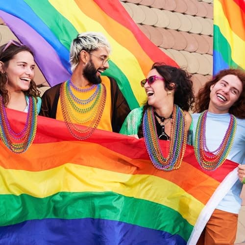 SHAOQINLIN 12 PCS Pride Beads Necklaces, Pride Necklace Accessories, Rainbow Beads Necklaces Bulk, Gay Lesbian Pride Month Parade Throws Pride Party Favors in 6 Colors — view 3