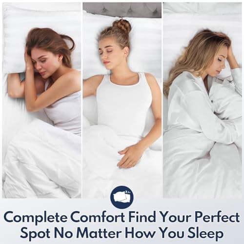 HEYCUZI Pillows Queen Size 2 Pack for Sleeping - Premium Down Alternative Cooling Bed Pillow for Side, Back, and Stomach Sleepers Hotel Quality Fluffy Soft Microfiber Fill Breathable Skin-Friendly