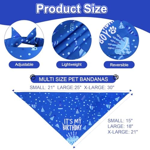 Agroon Dog Birthday Party Supplies, Blue Dog Birthday Set with Hat Bandana Numbers for XLarge Large Boy Pets Puppy — view 3