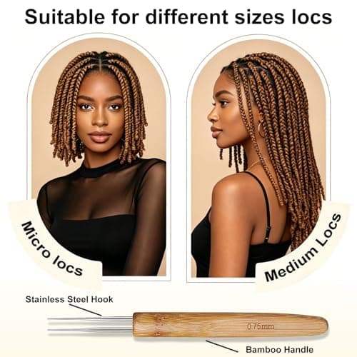 5 Pack Dread Crochet Hooks, 0.75mm Multi Heads Hair Loc Tool — view 3