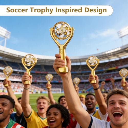 SZSHYNJ Soccer Trophy Shaped Handheld Fan, Soccer Gifts for Sports Enthusiasts, Kids, Boys and Girls, Portable USB Rechargeable Mini Fan for Stadium, Game Day, 2026 World Football Event, Outdoor, Gold