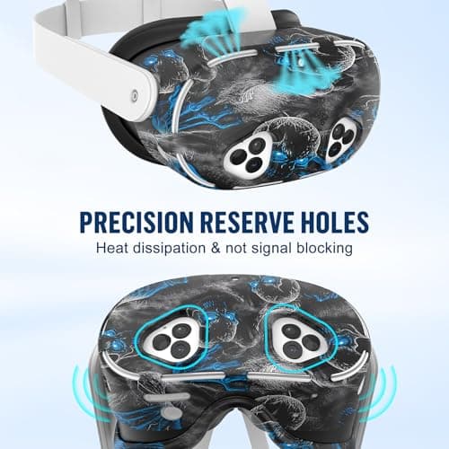 Silicone Cover Set Compatible with Meta/Quest 3S Accessories, Controller Grips, VR Protector Face & Front Shell Headset Cover and Lens Protective Cove-r (Illusion Black)