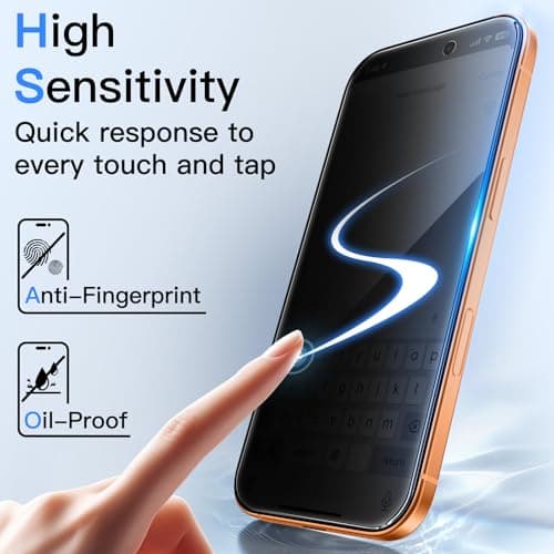 JETech Privacy Screen Protector for iPhone 17 Pro Max 6.9-Inch, Anti-Spy Tempered Glass Film with Easy Installation Tool, 2-Pack — view 5