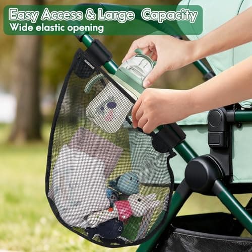 Guiseapue Side Sling Stroller Cargo Net: Universal Travel Stroller Organizer Attachment, Stroller Caddy Anti-Tipping Design, Mesh Storage for Baby Essentials, Fits Uppababy, Nuna, Butterfly, Graco — view 2