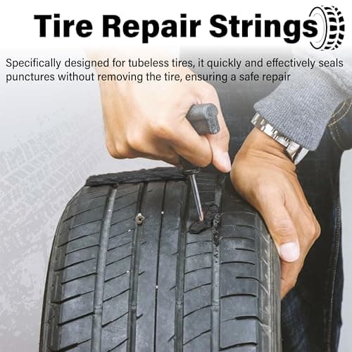 Sixzoo 60 PCS Tire Plugs Heavy Duty, 4" X 0.24" Tire Repair Plugs, Rubber Tires Plug, Tires Repair Strings for Tubeless Puncture Car, RV, SUV, ATV, Motorcycle, Truck,Tractor (Black) — view 5
